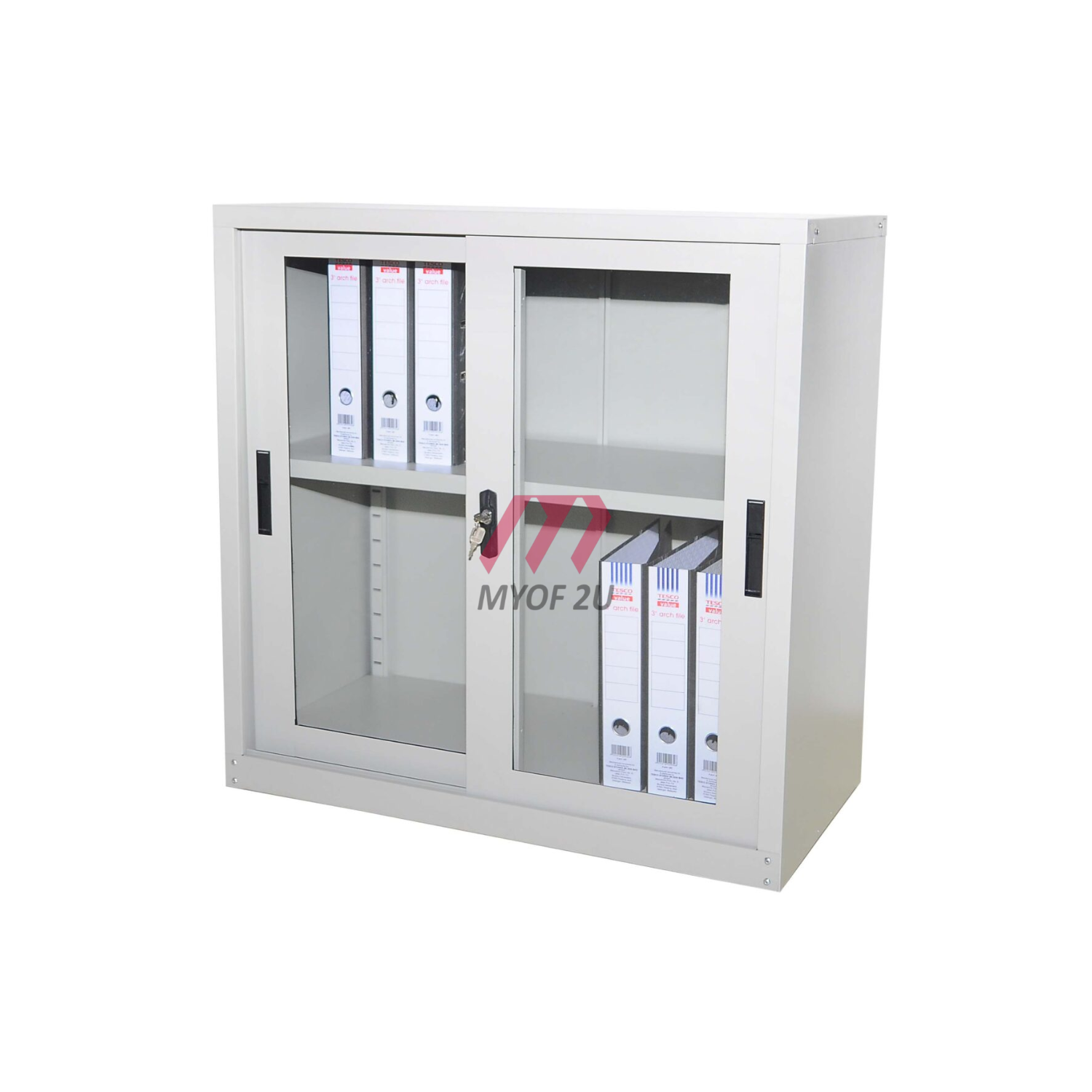 MY-S110 - Half Height Cupboard With Glass Sliding Door With 1 Adjustable Shelves