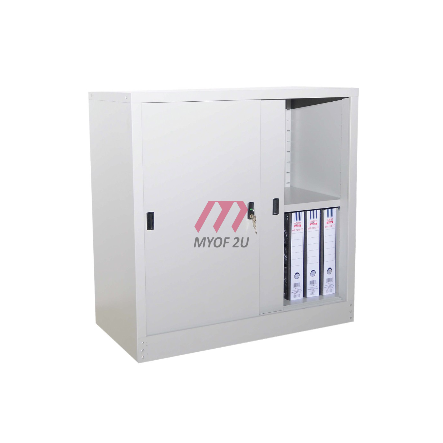 MY-S111 - Half Height Cupboard With Steel Sliding Door With 1 Adjustable Shelves