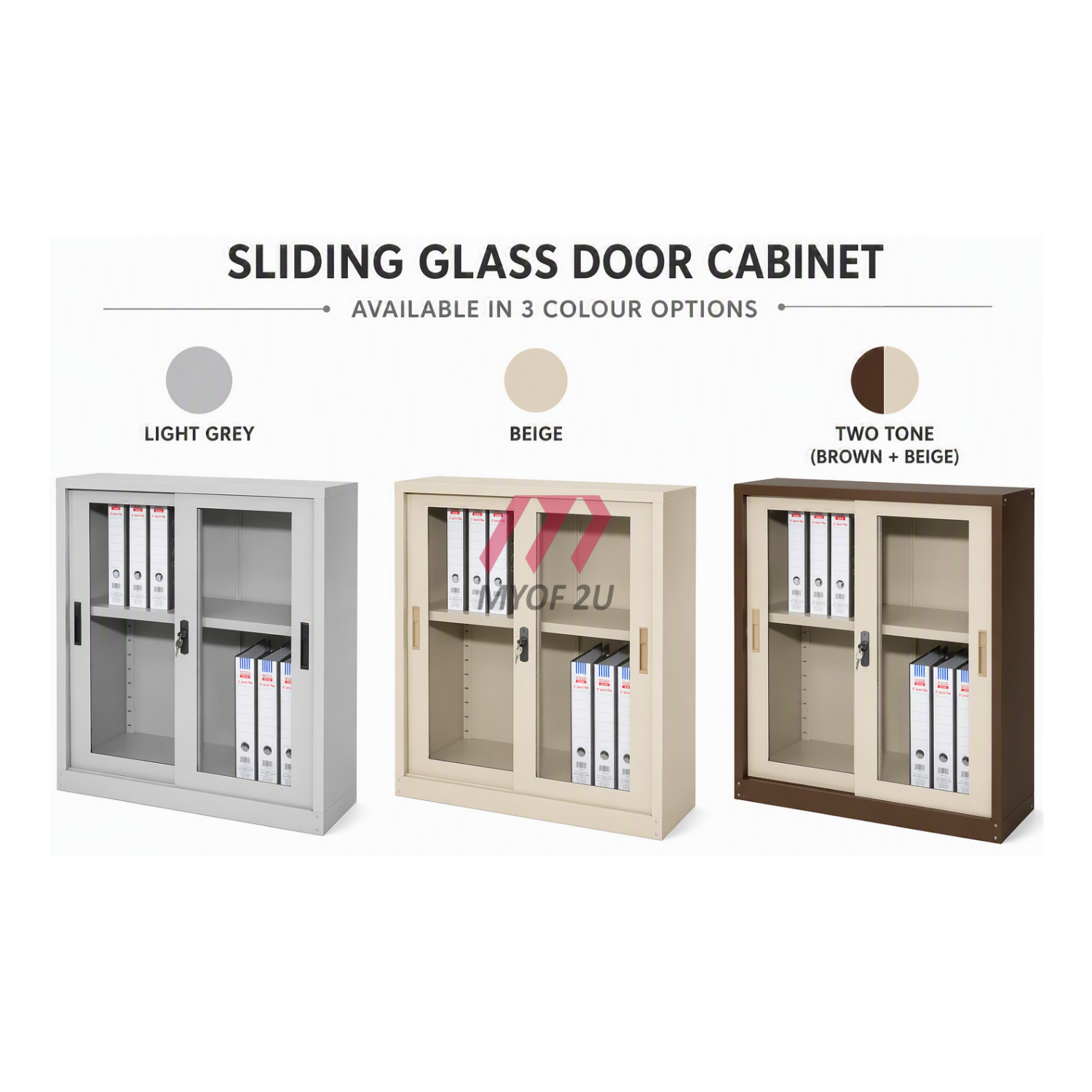 MY-S110 - Half Height Cupboard With Glass Sliding Door With 1 Adjustable Shelves - Image 2