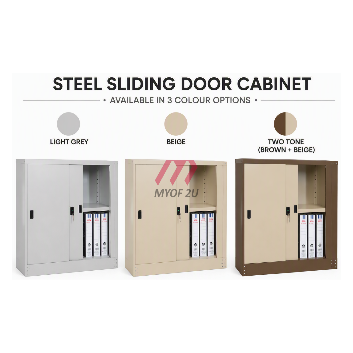 MY-S111 - Half Height Cupboard With Steel Sliding Door With 1 Adjustable Shelves - Image 2