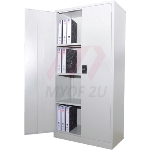 Full-Height-Cupboard-With-Steel-Swinging-Door-With-3-Adjustable-Shelves-Light-Grey