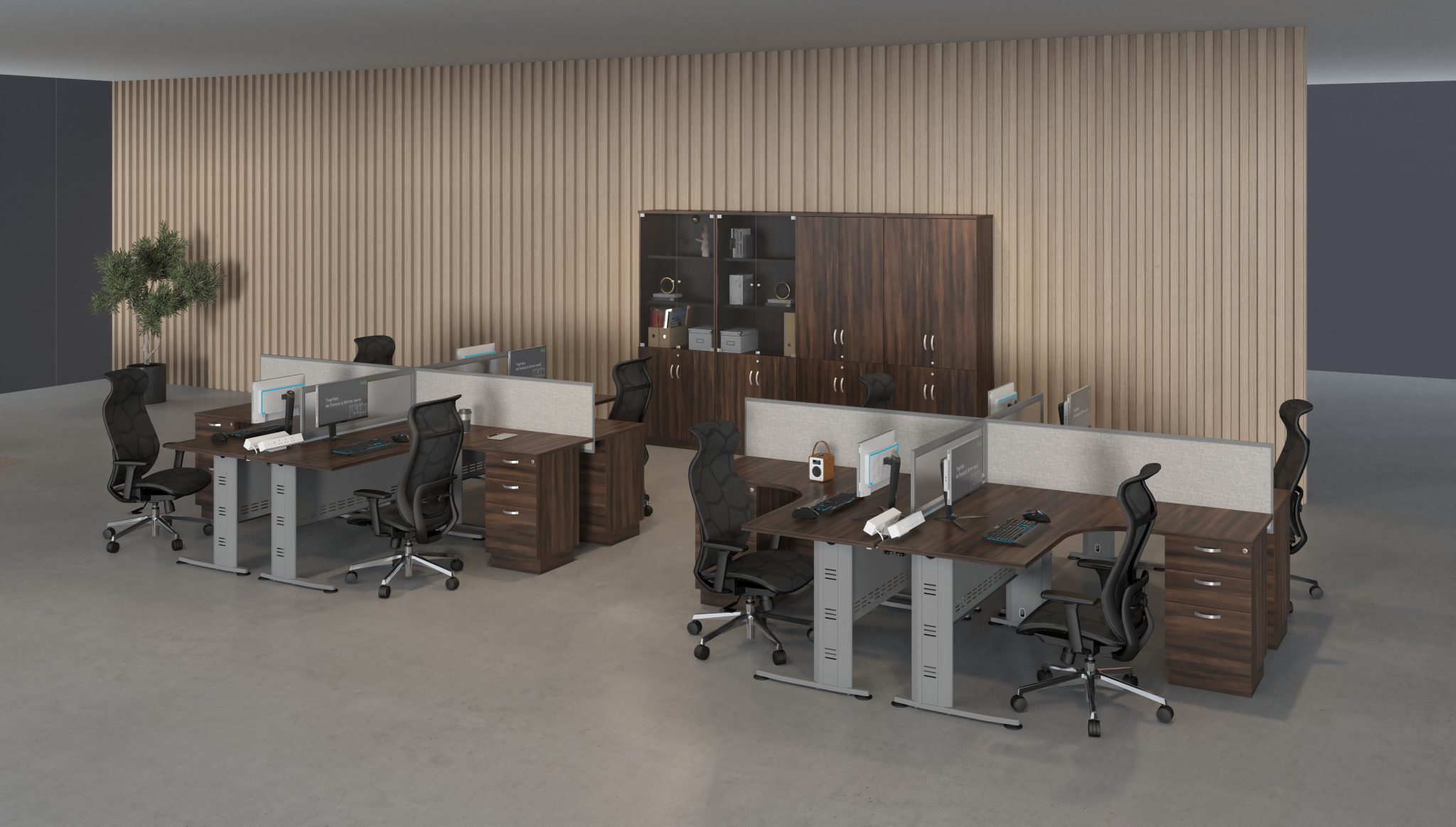 MY-B18-Q4L - Workstation L Shape Table (Cluster Of 4) - MY Office ...