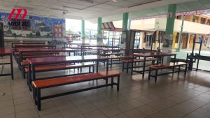 Fiberglass canteen table and chairs installation in Sungai Besar