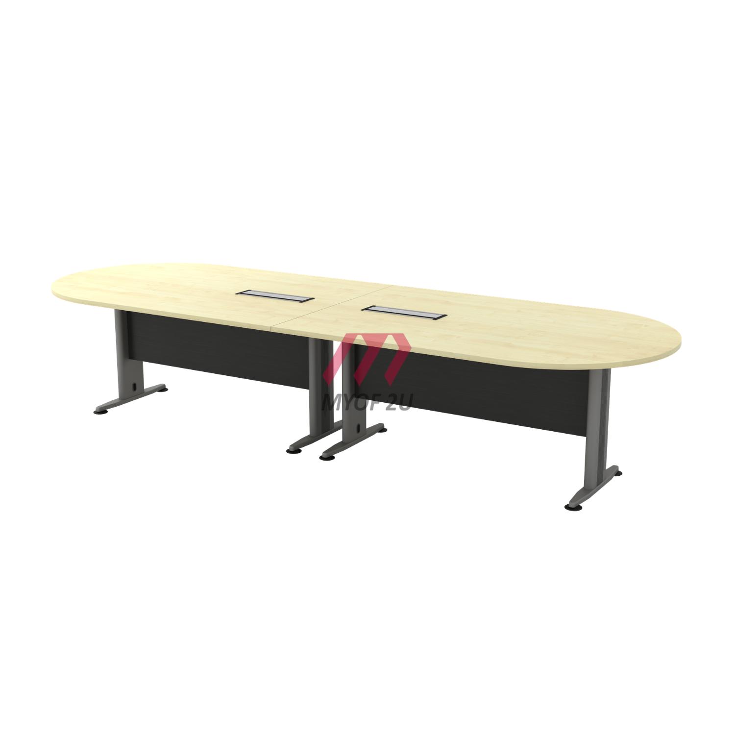 MY-TIB Oval Conference Table included YBV 20 2 Units (Maple & Dark Grey)