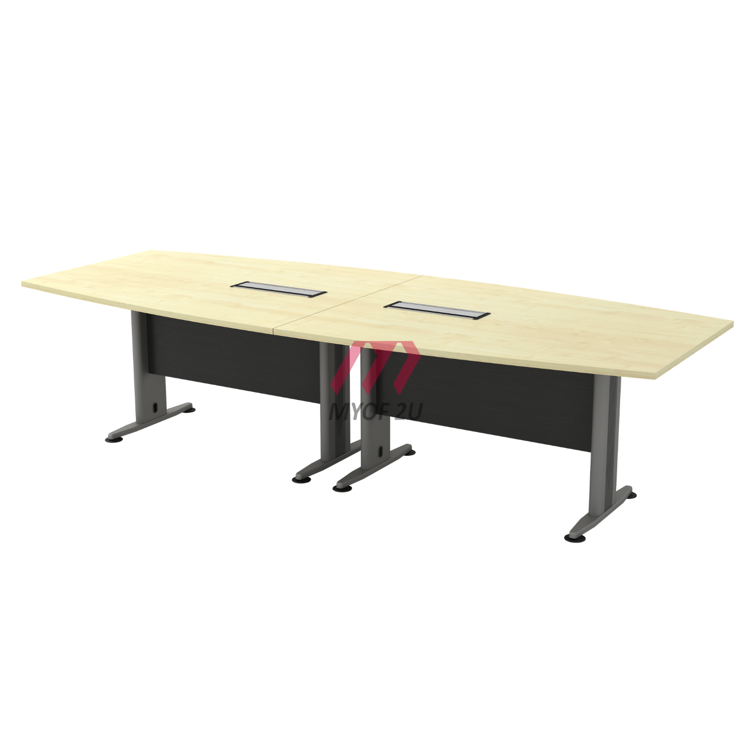 MY-TBB30 Boat-Shape Conference Table included YBV 20 2 Units (Maple & Dark Grey)